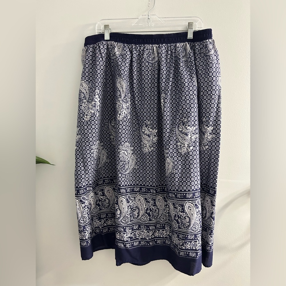 Vintage blue paisley bandana boho maxi skirt